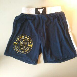 Under Armour Men's M Navy blue, white and yellow Project Rock Boxing Shorts